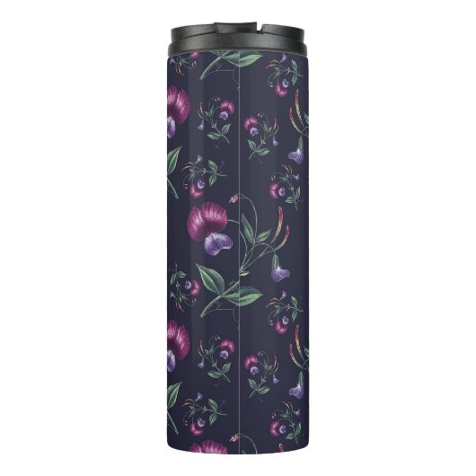 Elegant  Paars Orchids Floral Pattern | Thermosbeker (Achterkant)