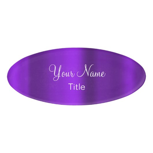 Elegant Paars Oval Name Tag Design (Voorkant)