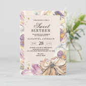 Elegant Paars & Pansy Waterverf Floral Lijst Kaart (Staand voorkant)