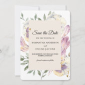Elegant Paars & Pansy Waterverf Floral Lijst Save The Date (Voorkant)