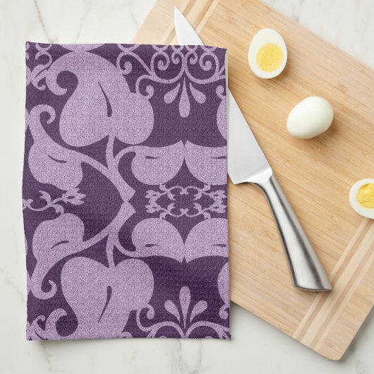 Elegant Paars Patter Theedoek (Quarter Fold)