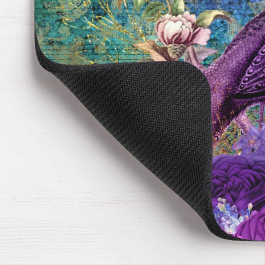 Elegant  Paars Peacock Blauwgroen Muismat (Hoek)