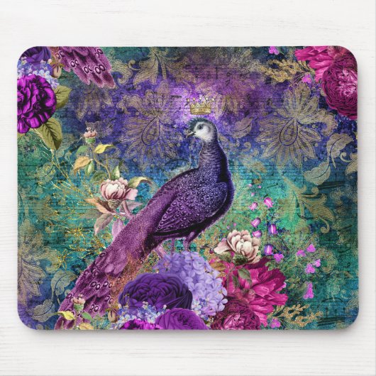 Elegant  Paars Peacock Blauwgroen Muismat (Voorkant)