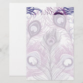 Elegant  Paars Peacock Feathers Design Briefpapier (Voorkant / Achterkant)