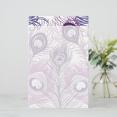 Elegant  Paars Peacock Feathers Design Briefpapier (Staand voorkant)