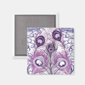 Elegant  Paars Peacock Feathers Design Magneet (Voorkant / Achterkant)