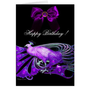 ELEGANT PAARS PEACOCK, GEM STONE EN BOW BIRTHDAY