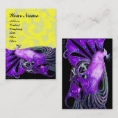 ELEGANT PAARS PEACOCK JEWEL/YELLOW FLORAL SWIRLS VISITEKAARTJE (Voorkant / Achterkant)