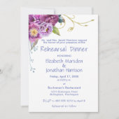 Elegant Paars Peonies Floral Rehearsal Dinner Kaart (Voorkant)