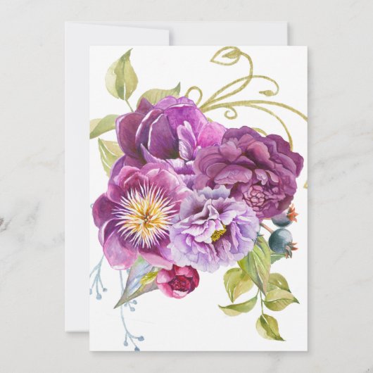 Elegant Paars Peonies Floral Rehearsal Dinner Kaart (Achterkant)