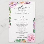 Elegant Paars Pink Floral Wedding Programme (Voorkant)
