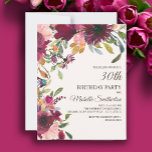 Elegant Paars Pink Gold Floral 30th Birthday Kaart<br><div class="desc">Mooie en elegante paars en roze bloem met groene sage bladeren botanische waterverf 30e verjaardag uitnodiging voor vrouwen. De tekst is de gouden doopvont van de calligrafie van de borstel en op de rechterkant van de kaart gericht. Deze uitnodiging van het verjaardagsfeest gaat in ons Collectie van de Bourgogne en...</div>