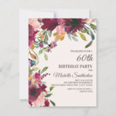 Elegant Paars Pink Gold Floral 60th Birthday Kaart (Voorkant)