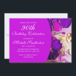 Elegant Paars Pink Gold Flowers 90th Birthday Kaart<br><div class="desc">Uitnodiging op de negentigste verjaardag voor vrouwen met een elegante roze, paarse en goudbloemen. De tekst, de doopvonten, en de formulering zijn volledig klantgericht, zodat hoewel deze kaart voor een dame wordt ontworpen die haar negentigste verjaardag viert, kan het voor om het even welke leeftijd worden aangepast. Neem contact met...</div>