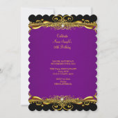 Elegant Paars Plum Black Gold 60th Birthday Party Kaart (Achterkant)