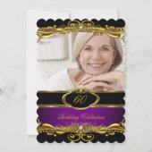 Elegant Paars Plum Black Gold 60th Birthday Party Kaart (Voorkant)