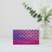 Elegant paars polka dotsbusiness card. visitekaartje (Staand voorkant)