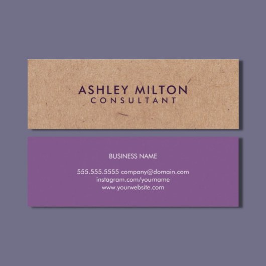 Elegant Paars PRINTED Kraft Consultant Mini Visitekaartje