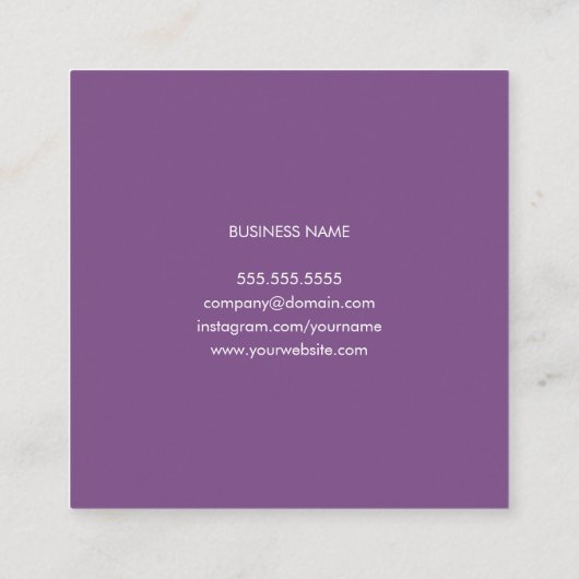 Elegant Paars PRINTED Kraft Consultant Vierkante Visitekaartje (Achterkant)