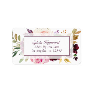 Elegant Paars Pruimen Bloemig Retouradres Etiket