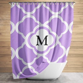 Elegant Paars Quatrefoil Monogram Douchegordijn