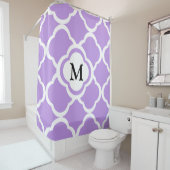 Elegant Paars Quatrefoil Monogram Douchegordijn (In situ)