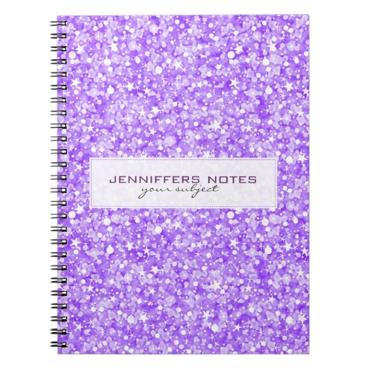 Elegant Paars Retro Glitter & Sparkles Notitieboek (Voorkant)