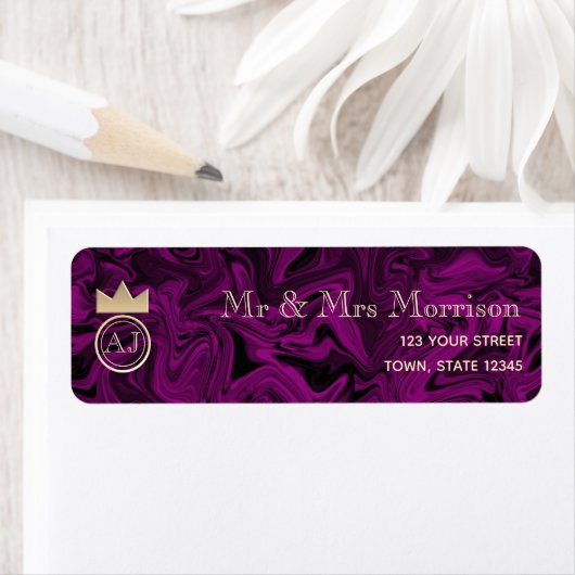 Elegant Paars Return Address Etiket (Insitu)