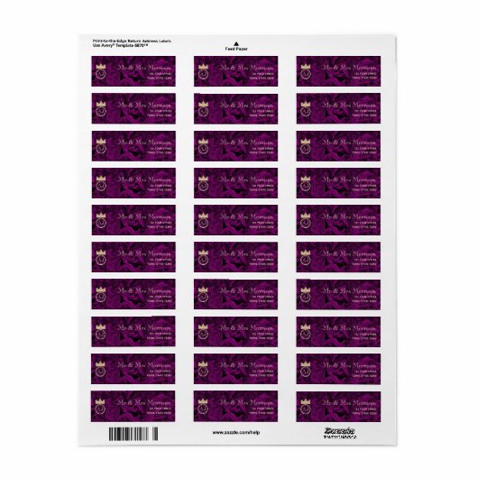 Elegant Paars Return Address Etiket (Full Sheet)