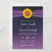Elegant Paars Ribbon Sunflower Wedding Kaart (Voorkant)