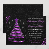 Elegant Paars Ribbon Tree Corporate Kerstmis Kaart (Voorkant / Achterkant)