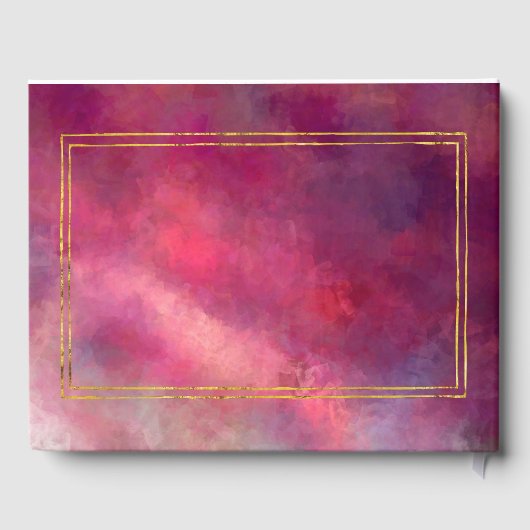 Elegant Paars Rood Abstract met Faux Gold Accents Gastenboek (Achterkant)