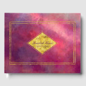 Elegant Paars Rood Abstract met Faux Gold Accents Gastenboek (Voorkant)