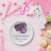 Elegant Paars Roos Floral Afstuderen Papieren Bordje (Feest)