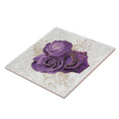Elegant Paars Roos Floral Tegeltje (Zijkant)
