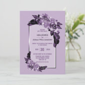 Elegant Paars Roos Floral Wedding Kaart (Staand voorkant)