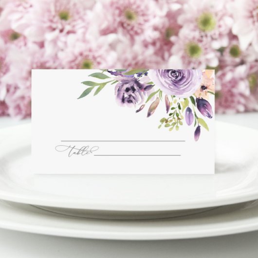 Elegant Paars Roos Floral Wedding Plaatskaartje