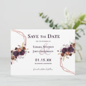 Elegant Paars Roos Gold Floral Geometric Wedding Save The Date (Staand voorkant)