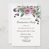 Elegant Paars Roos Graduation Party Invitation Kaart (Voorkant)