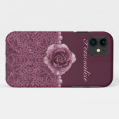 Elegant Paars Roos, kant en parels Case-Mate iPhone Case (Achterkant (horizontaal))