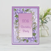 Elegant Paars Roos omwoeld op 80e verjaardag Kaart (Staand voorkant)