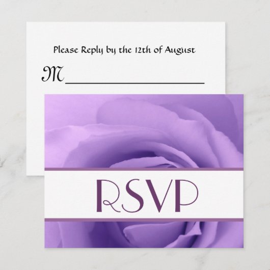 Elegant Paars Roos RSVP Wedding Response Card Kaartje (Voorkant / Achterkant)