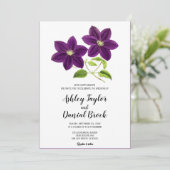 Elegant paars roos waterverf floral Wedding Invi Kaart (Staand voorkant)