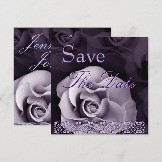 Elegant PAARS Roos Wedding Save Date Uitnodiging (Voorkant / Achterkant)