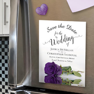 Elegant Paars Roos Wedding Save the Date Magnet