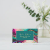 Elegant Paars Roze Blauwgroen Goud Visitekaartje (Staand voorkant)