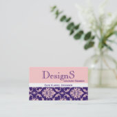 Elegant Paars Roze Damask Mode Visitekaartje (Staand voorkant)