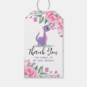 Elegant Paars Roze Dinosaur Butterfly Baby shower Cadeaulabel (Voorkant)