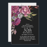 Elegant Paars roze Floral Black 30th Birthday Kaart<br><div class="desc">Elegant zwarte 30e verjaardagsfeestdag voor vrouwen met paarse en roze waterverf bloemen en bladeren. Neem contact met mij op voor hulp bij aanpassingen of voor het aanvragen van matching of het coördineren van Zazzle-producten.</div>