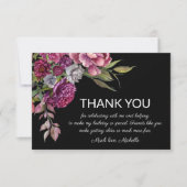 Elegant Paars roze Floral Black Birthday Bedankkaart (Voorkant)